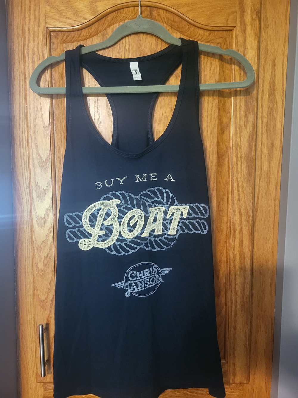 Chris Janson Redneck White Trash Buy Me A Boat Tank Top T Shirt Nave Size Xl.